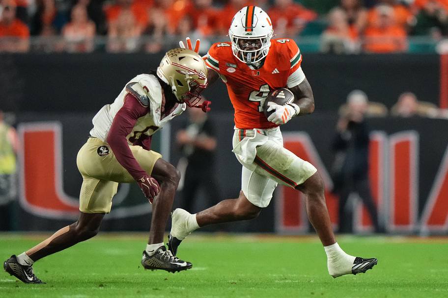 Miami running back Mark Fletcher Jr. runs with the ball against Florida State.