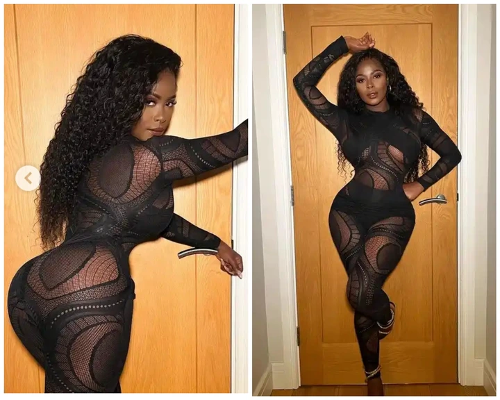 Ex BBNaija star Khloe puts her curves on display in skintight dress as shares sultry photos 
