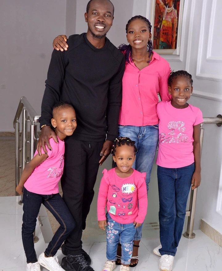 Reactions As Nollywood Actor, Ijebu Shares Picture of Himself With His Four Beautiful Daughters