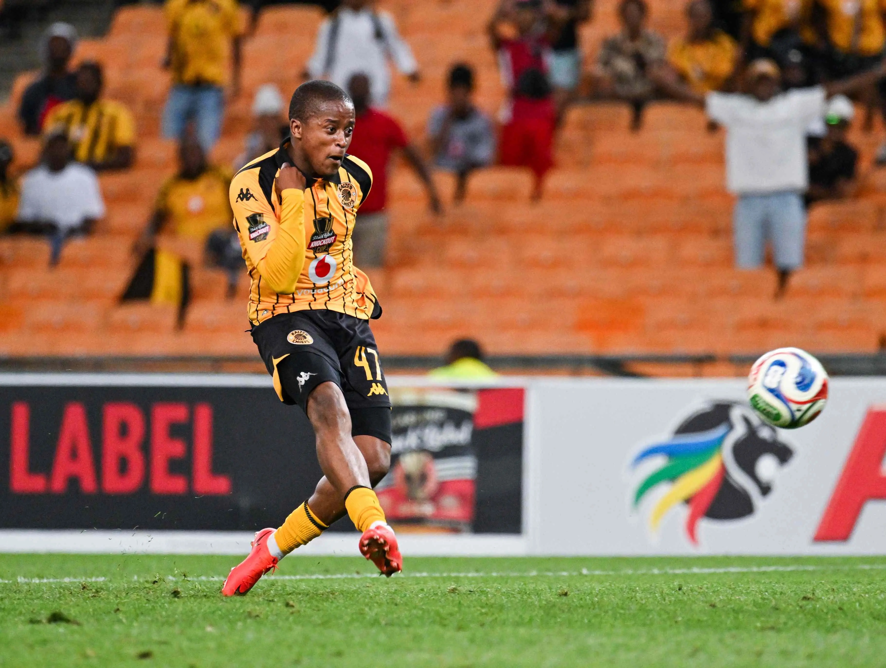 Wandile Duba of Kaizer Chiefs shoots for goal during the Carling Knockout Cup  match against TS Galaxy  in Johannesburg