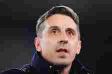 Sky Sports pundit Gary Neville prior to the Premier League match between West Ham United and Brentford FC at London Stadium on February 26, 2024 in...