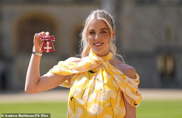 Hodgkinson, from Salford, Greater Manchester, with her MBE at Windsor Castle
