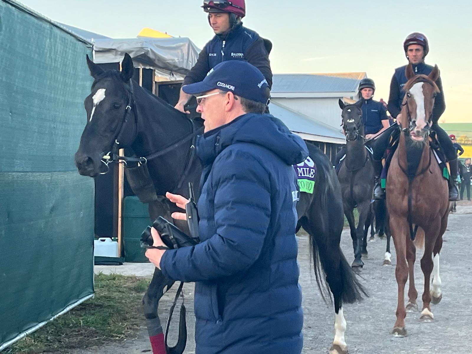 Aidan O'Brien supervising his string at Keeneland