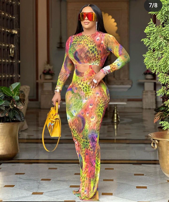 OAP Toke Makinwa dazzles in multi coloured skin tight dress (Photos)