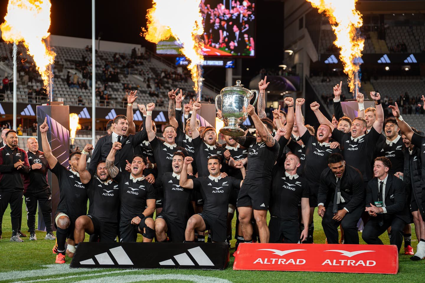 The All Blacks retained the Bledisloe Cup in Auckland. Photo / Alyse Wright 