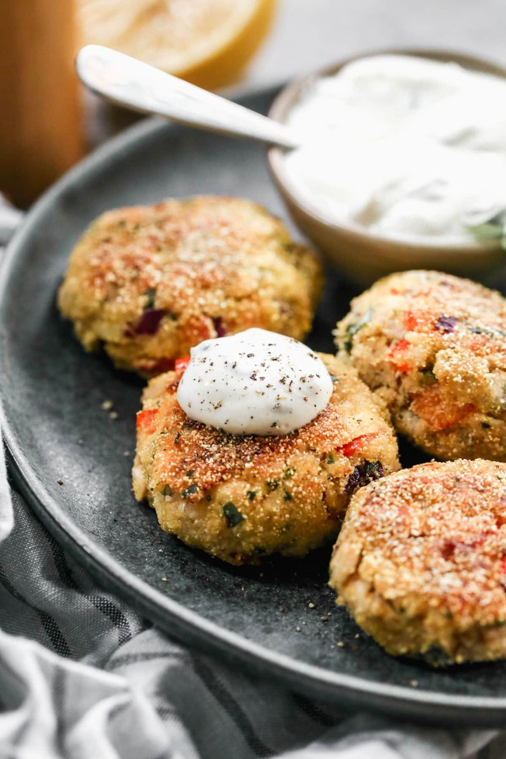 Salmon croquettes on a plate