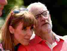 Angela Rayner with former leader Jeremy Corbyn in 2019. She has since praised him for 'being on the right track'