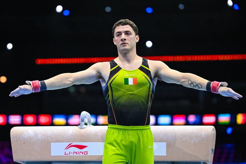 Rhys McClenaghan representing Ireland in the pommel horse at the 2026 Artistic Gymnastics World Championships in Rotterdam, Netherlands. Photograph: Filippo Tomasi/Sportsfile