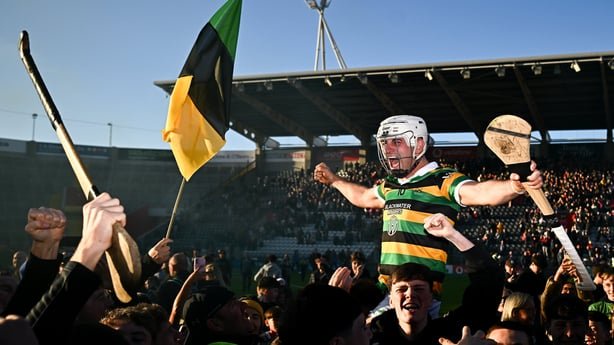 18 October 2026; Lee Quilligan of Glen Rovers celebrates with supporters after his side's victory in the Cork County Premier Senior Club Hurling Championship final match between Glen Rovers and St Finbarr's at SuperValu Páirc Uí Chaoimh in Cork. Photo by Seb Daly/Sportsfile
