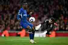 Chelsea's Nicolas Jackson in action against Arsenal
