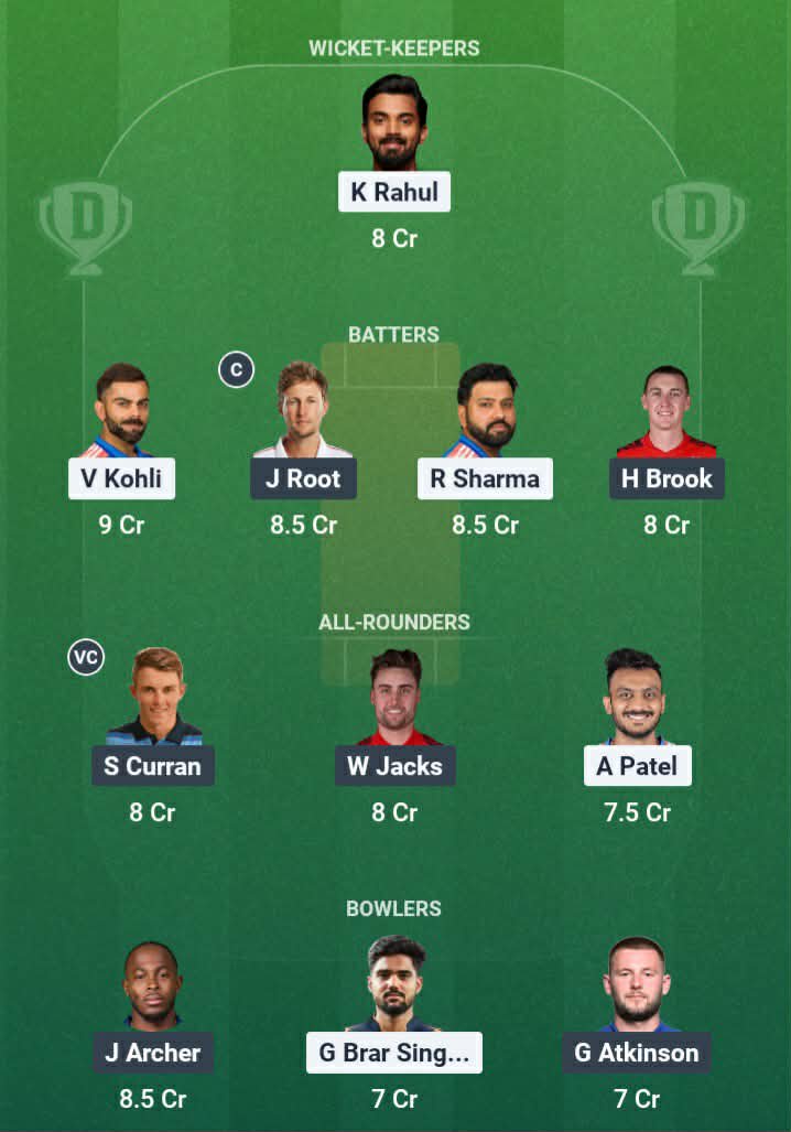 Screenshot from Dream11 app. Possible XIs, Fantasy Cricket Tips, Lord's Pitch Report & Dream11 Prediction for ENG vs IND 3rd ODI Today.
