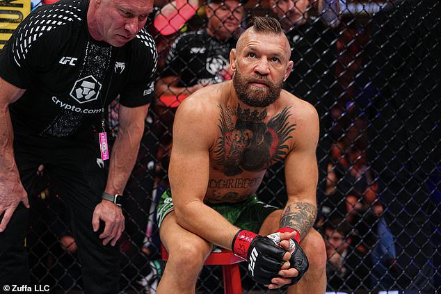 McGregor's long-awaited comeback ended in disaster at UFC 329 in Las Vegas (above)