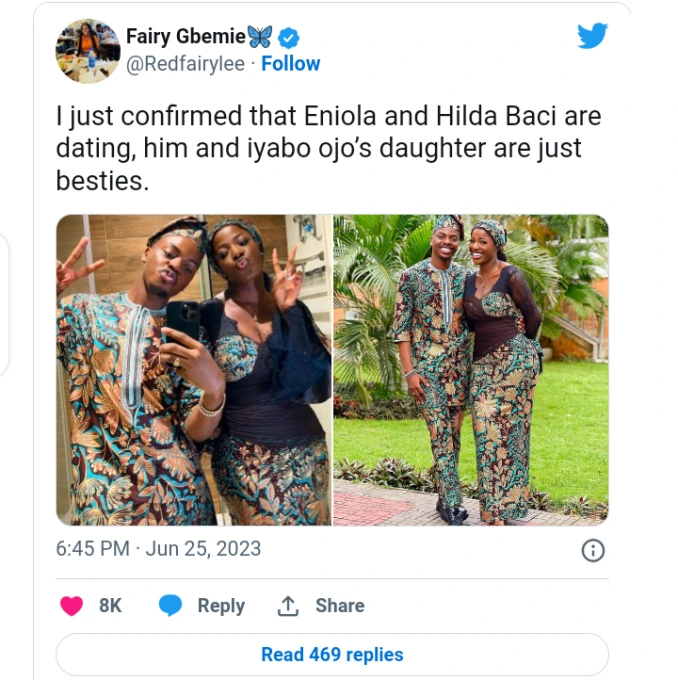 Influencer Enioluwa and chef Hilda Baci spark dating rumor (Photos)