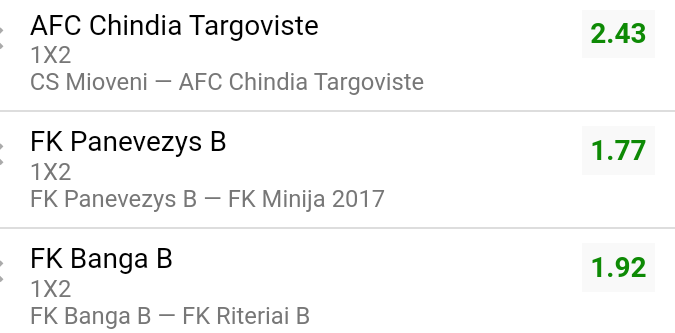 Two matches to place a bet on(154odds). Chezaspin