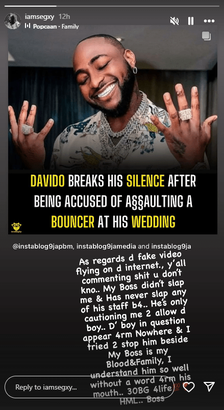“He didn’t slap me” – Davido bodyguard speaks after singer was accused of assaulting him at his wedding