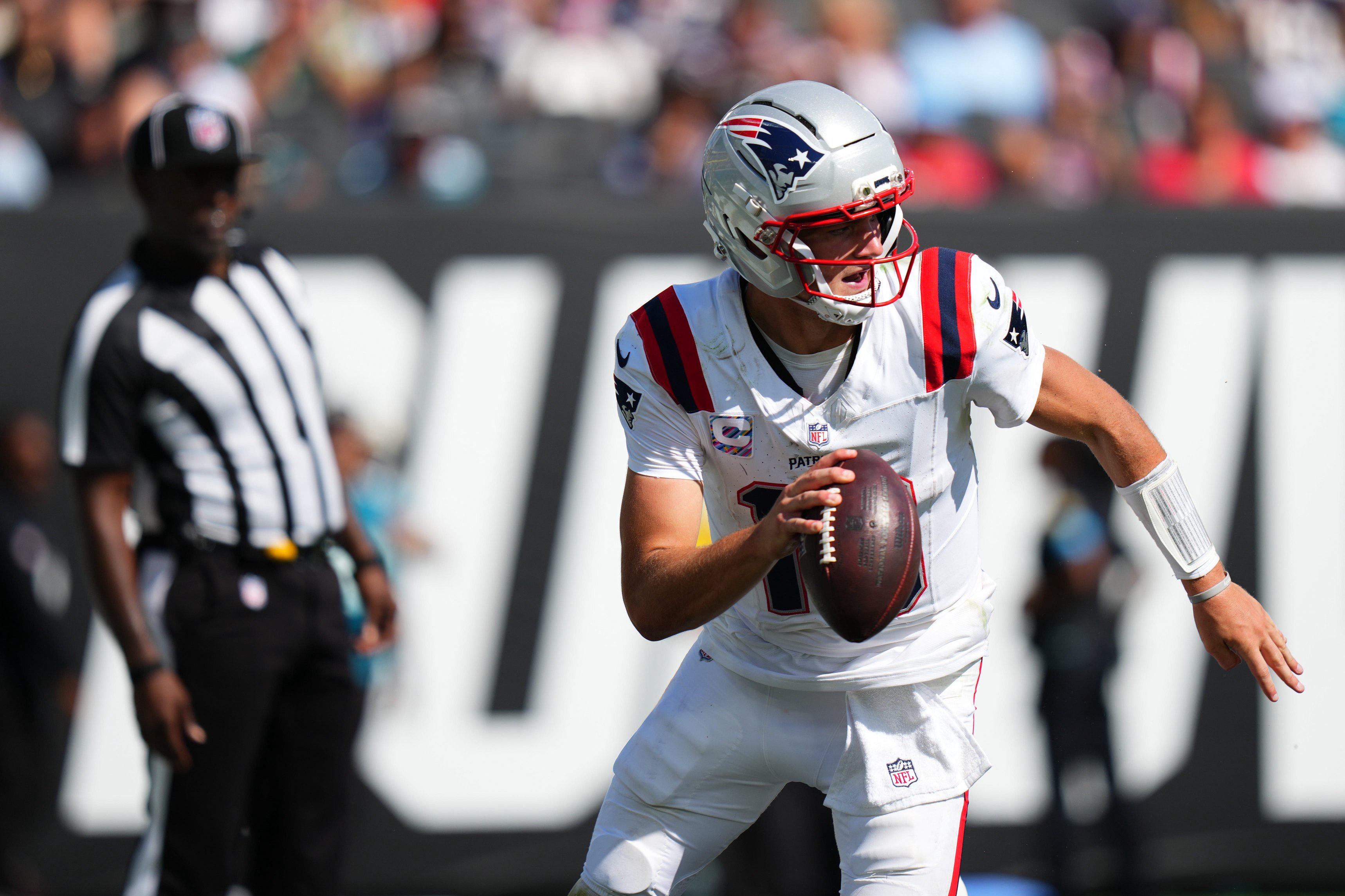 Drake Maye #10, New England Patriots (Photo by Rich Storry/Getty Images)