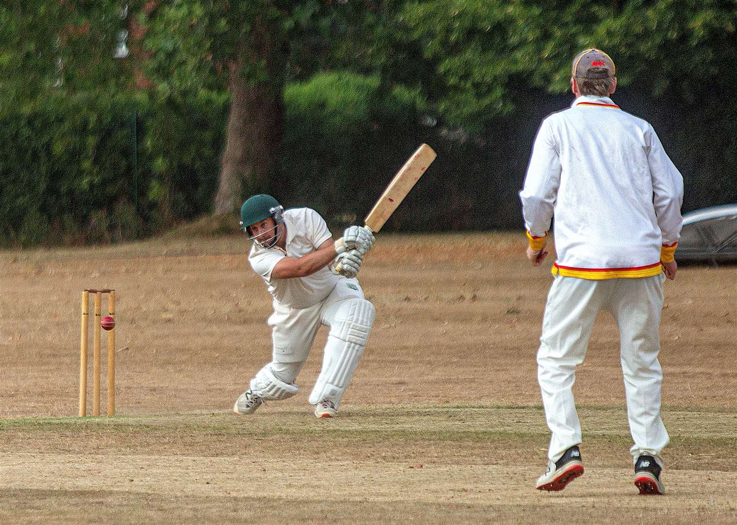 Long Itchington batting against FISSC in the Cotswolds Hills League First Division game at Tiddington on Saturday. Photo: Mark Williamson