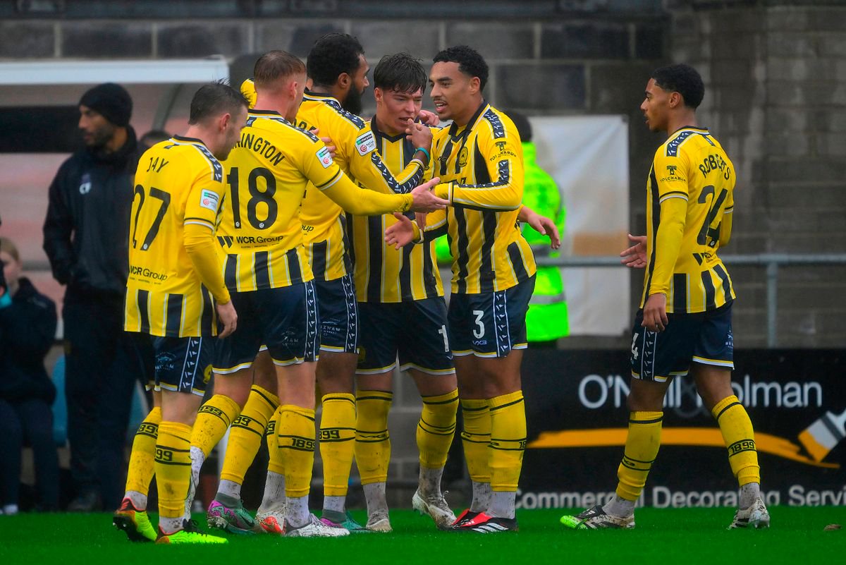 Goal celebrations for Torquay United during the National League South match between Torquay United and Maidstone United at Plainmoor, Torquay on Saturday 24th October 2026 - PHOTO: Frankie OKeeffe/PPAUK