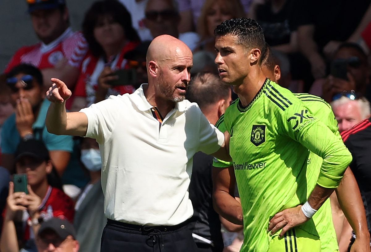 Erik ten Hag and Cristiano Ronaldo at Manchester United