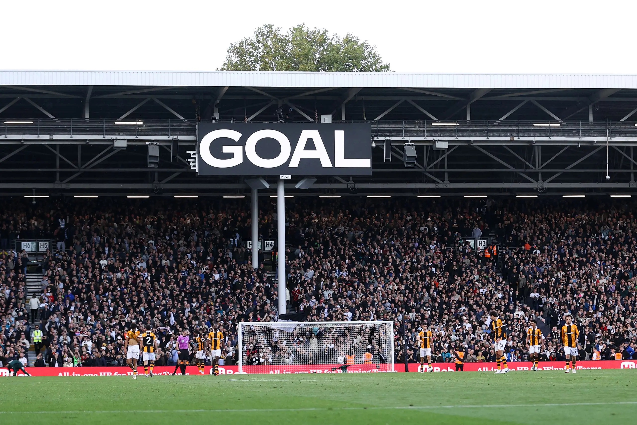Giant screen shouting “Goal!”