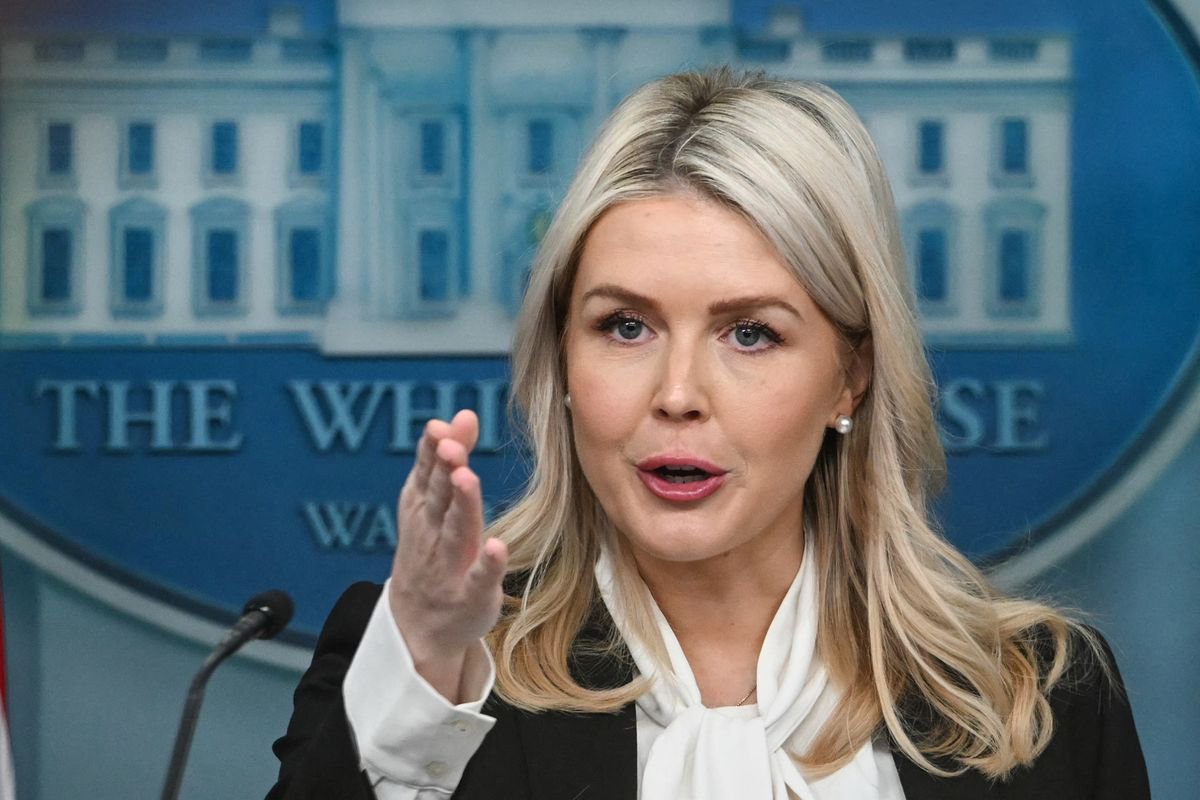 White House Press Secretary Karoline Leavitt speaks during a press briefing on August 12