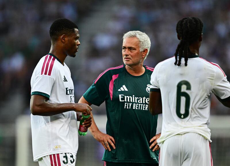 Jose Mourinho has been favouring new signing Denzel Dumfries, left, as a right back. Photograph: Christian Bruna/Getty