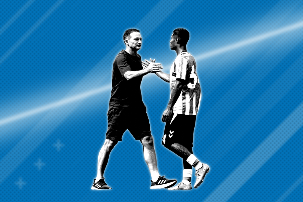 Frank Lampard congratulates Kai Andrews for his performance in one of Coventry City's pre-season matches