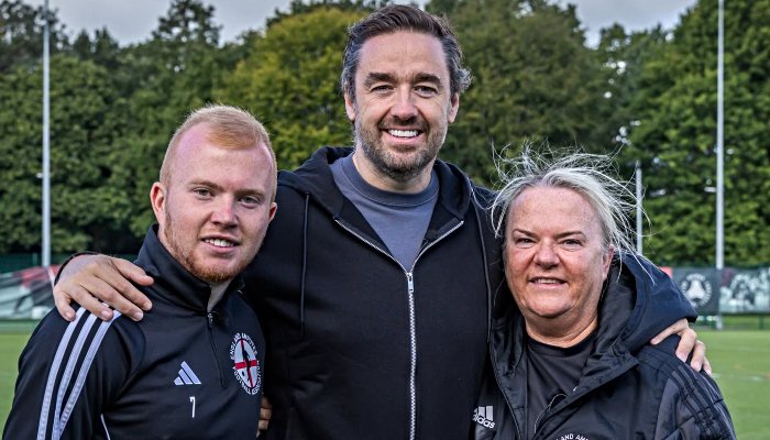 Elaine and son with Jason Manford