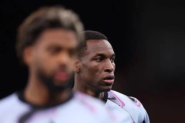 BIRMINGHAM, ENGLAND - OCTOBER 21: Nicolas Jackson of Aston Villa looks on during the warm up before the UEFA Champions