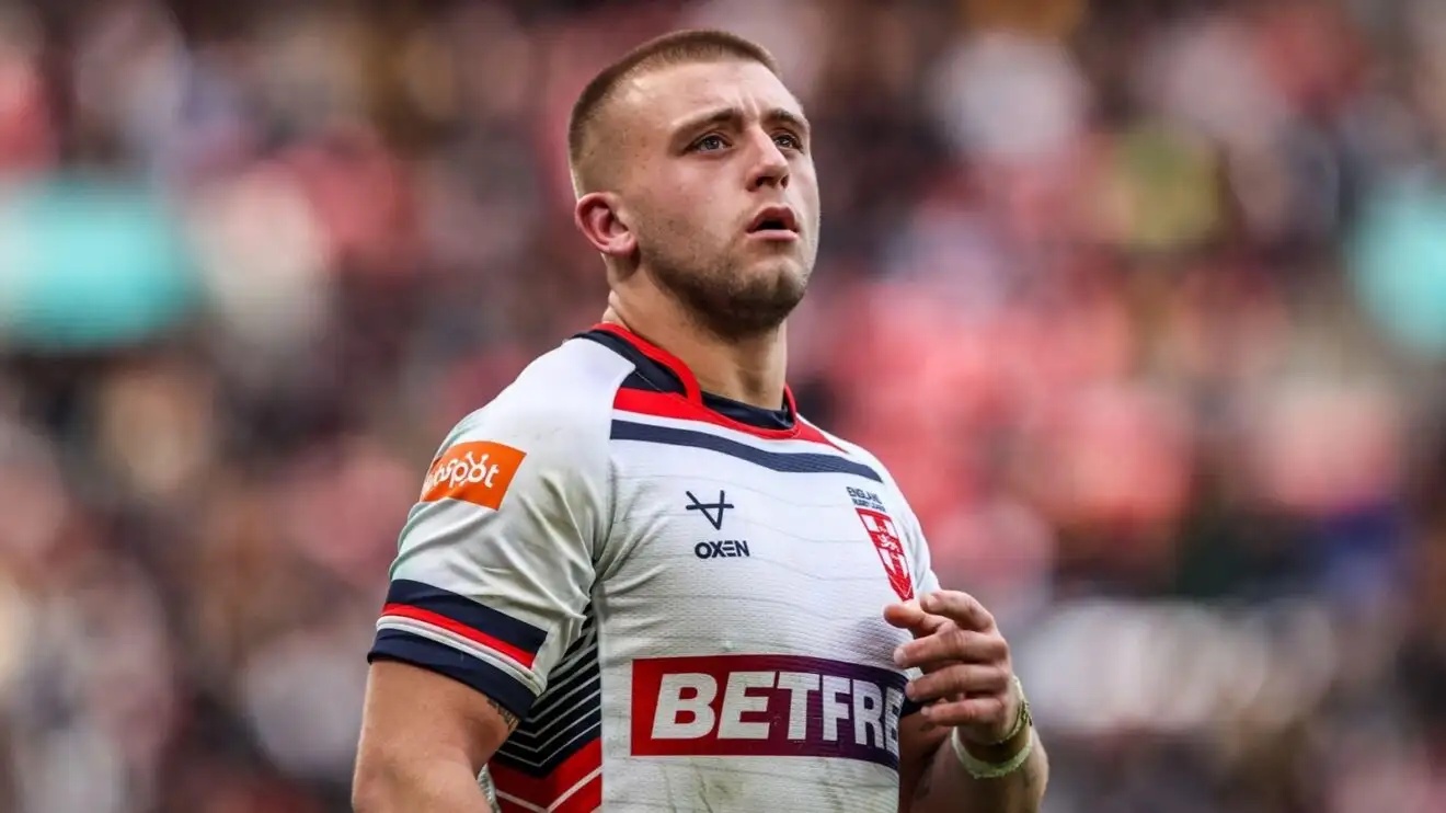 Mikey Lewis in action for England in 2025