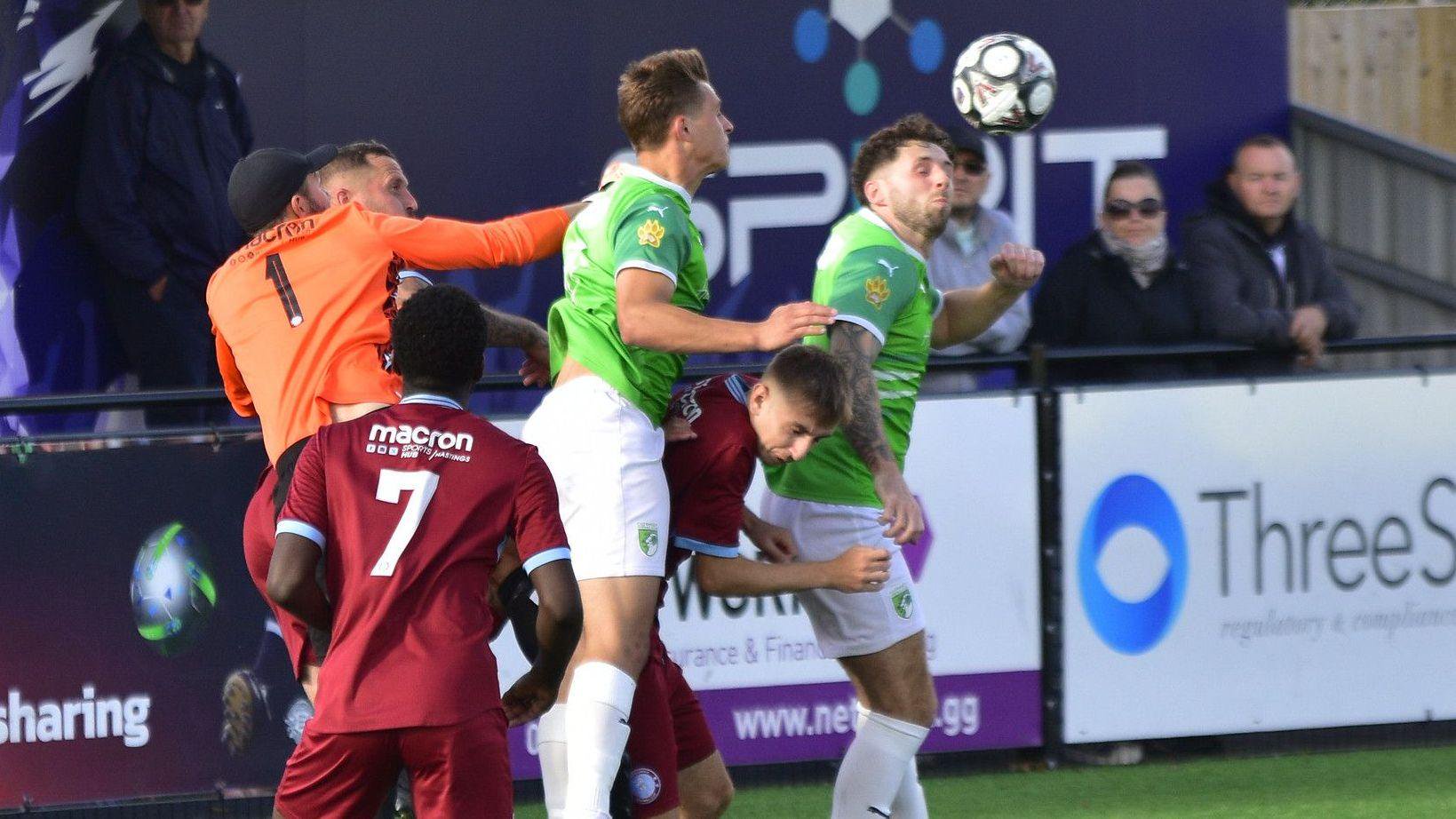 Action from Guernsey FC v Little Common 
