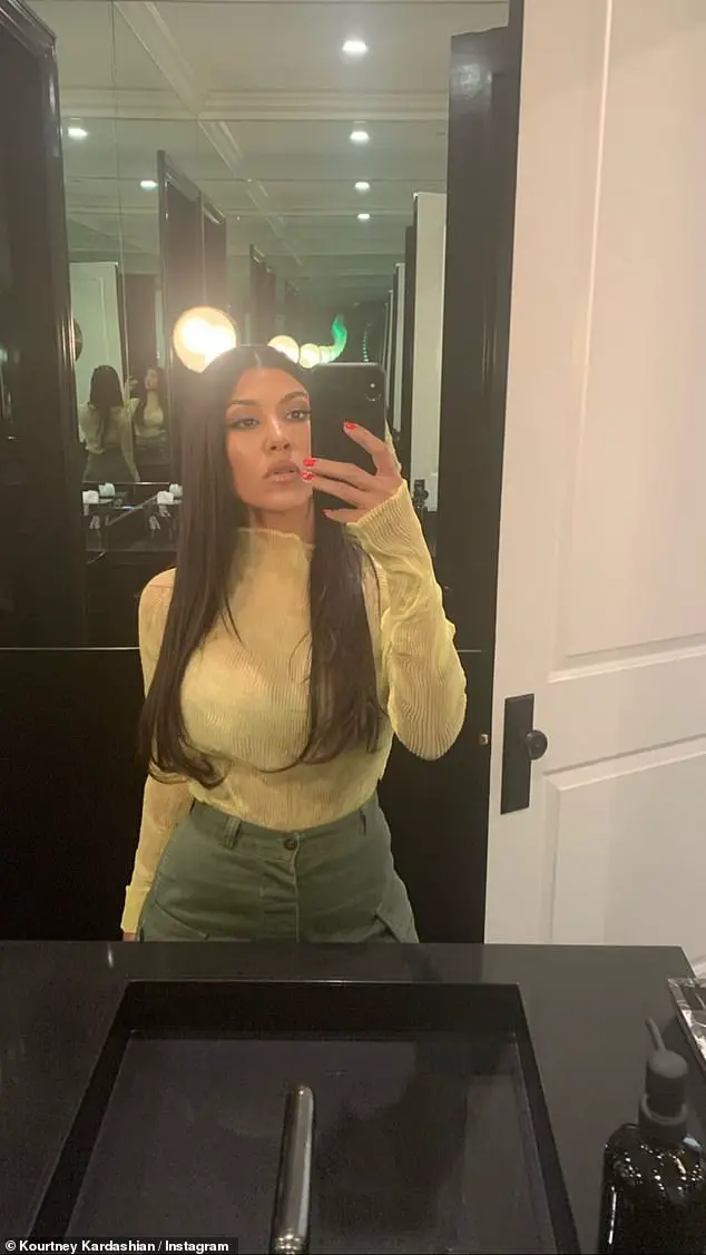 Just a peek: The 41-year-old POOSH founder stunned in a semi-sheer pale yellow turtleneck that exposed her plain black bra