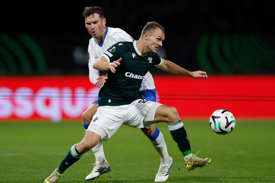 Brighton and Hove Albion's Pascal Gross in action with Jablonec's Matej Polidar