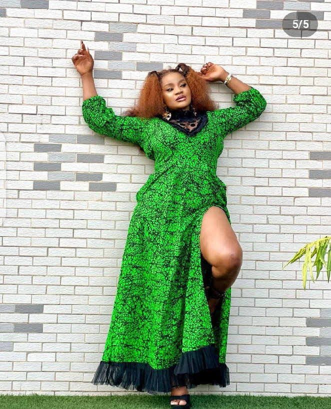 Actress Uche Ogbodo stuns in greenish dress (Photos)