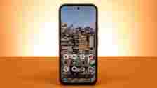 Google Pixel 8a with orange background