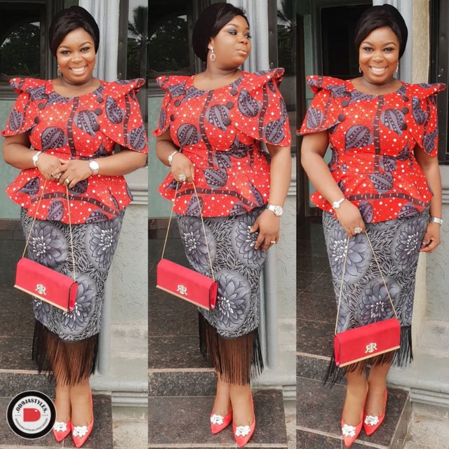 Peplum Skirt and Ankara Blouse Styles peplum skirt and ankara blouse styles - Peplum Skirt and Ankara Blouse Styles 30 640x640 - 45 Elegant and Stylish Ways To Rock Your Peplum Skirt and Ankara Blouse Styles