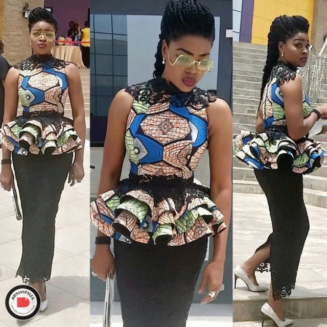 Peplum Skirt and Ankara Blouse Styles peplum skirt and ankara blouse styles - Peplum Skirt and Ankara Blouse Styles 32 640x640 - 45 Elegant and Stylish Ways To Rock Your Peplum Skirt and Ankara Blouse Styles