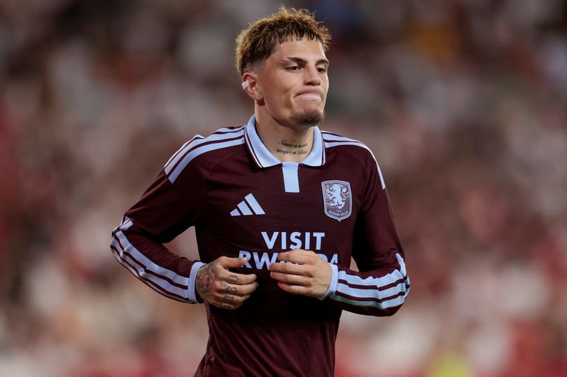 Alejandro Garnacho of Aston Villa is in action during the XV Antonio Puerta Trophy match between Sevilla FC and Aston Villa at Ramon Sanchez Pizjuan in Seville, Spain, on October 2, 2026