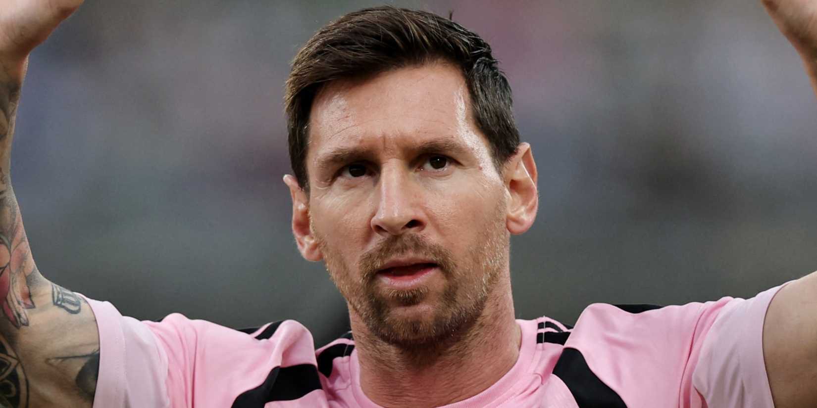 Inter Miami's Lionel Messi looks on