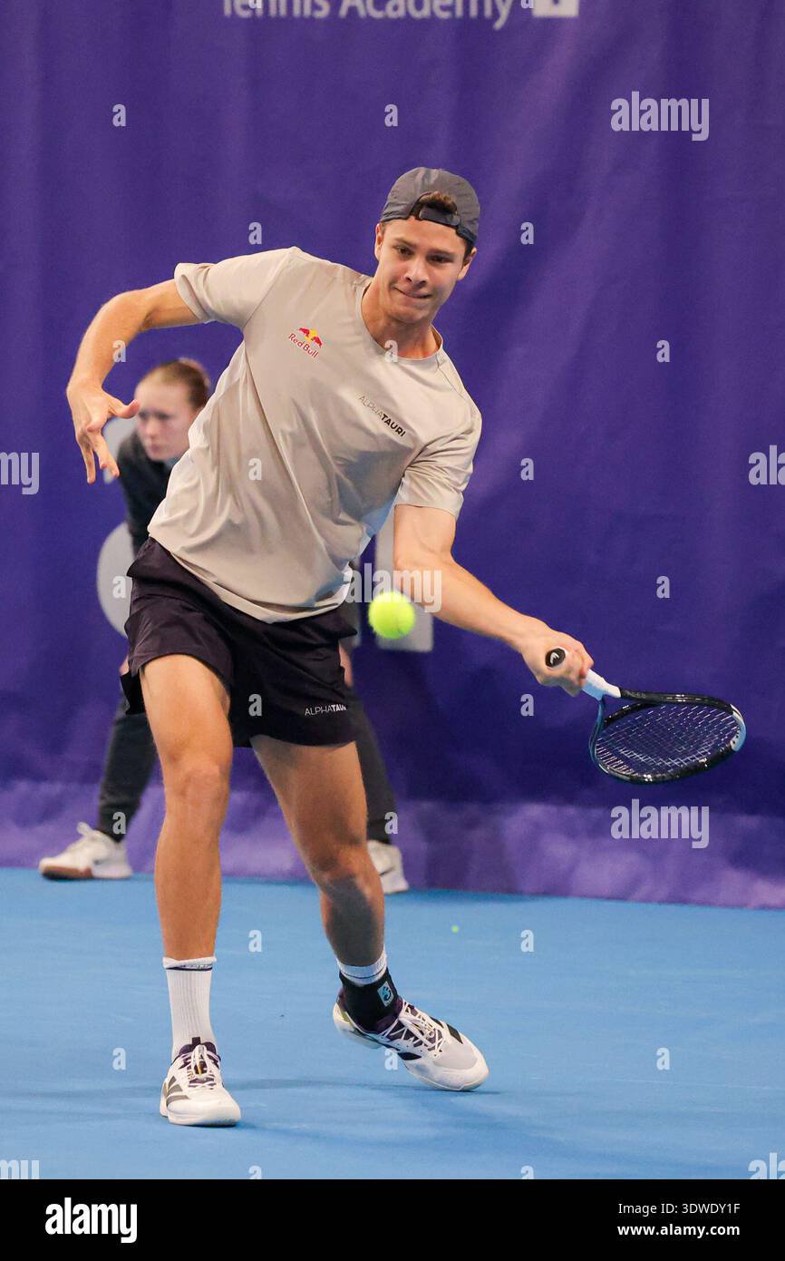 Joel schwaerzler aut during challenger citta di lugano international tennis match in lugano switzerland february