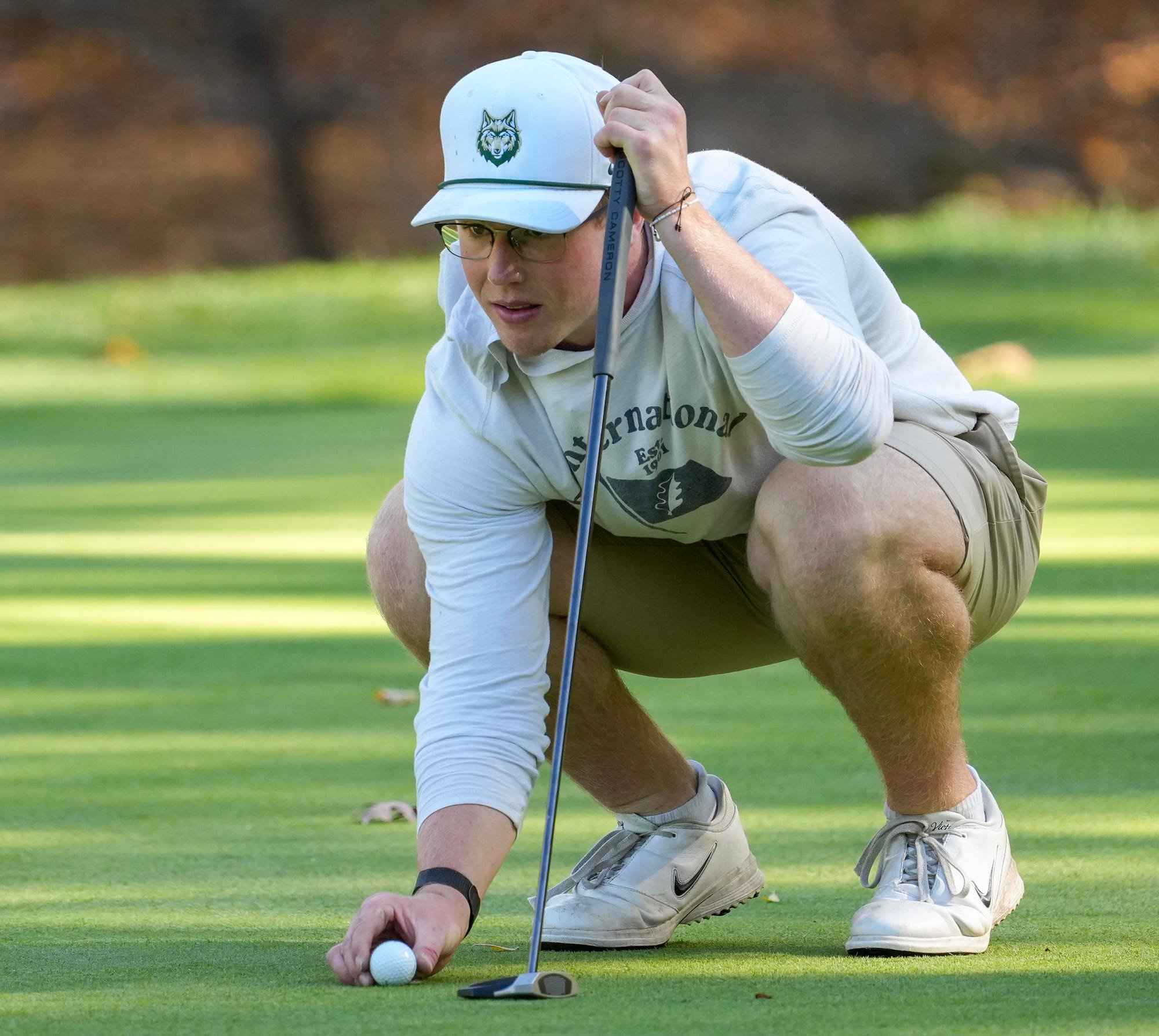 Nashoba’s Nolan Engelhardt competes at the Division 2 Central golf sectional tournament Oct. 20 at Blissful Meadows Golf Club in Uxbridge.
