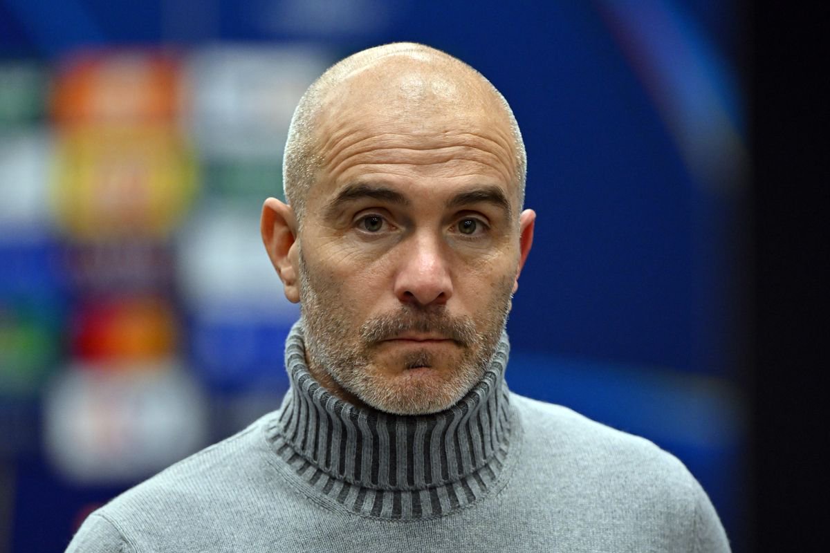 BERGAMO, ITALY - DECEMBER 09: Enzo Maresca, Manager of Chelsea, speaks to the media in a post match press conference conference following the UEFA Champions League 2025/26 League Phase MD6 match between Atalanta BC and Chelsea FC at Stadio di Bergamo on December 09, 2025 in Bergamo, Italy. (Photo by Chris Ricco - UEFA/UEFA via Getty Images)