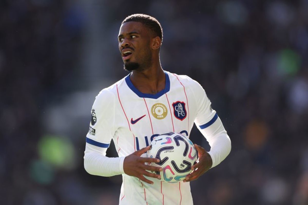 Jorrel Hato of Chelsea prepares to take a throw in during the Premier League 2026/27 match between Everton and Chelsea FC at Hill Dickinson Stadium on October 17, 2026 in Liverpool, England