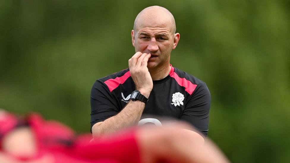 Steve Borthwick bites his nails while watching an England training session