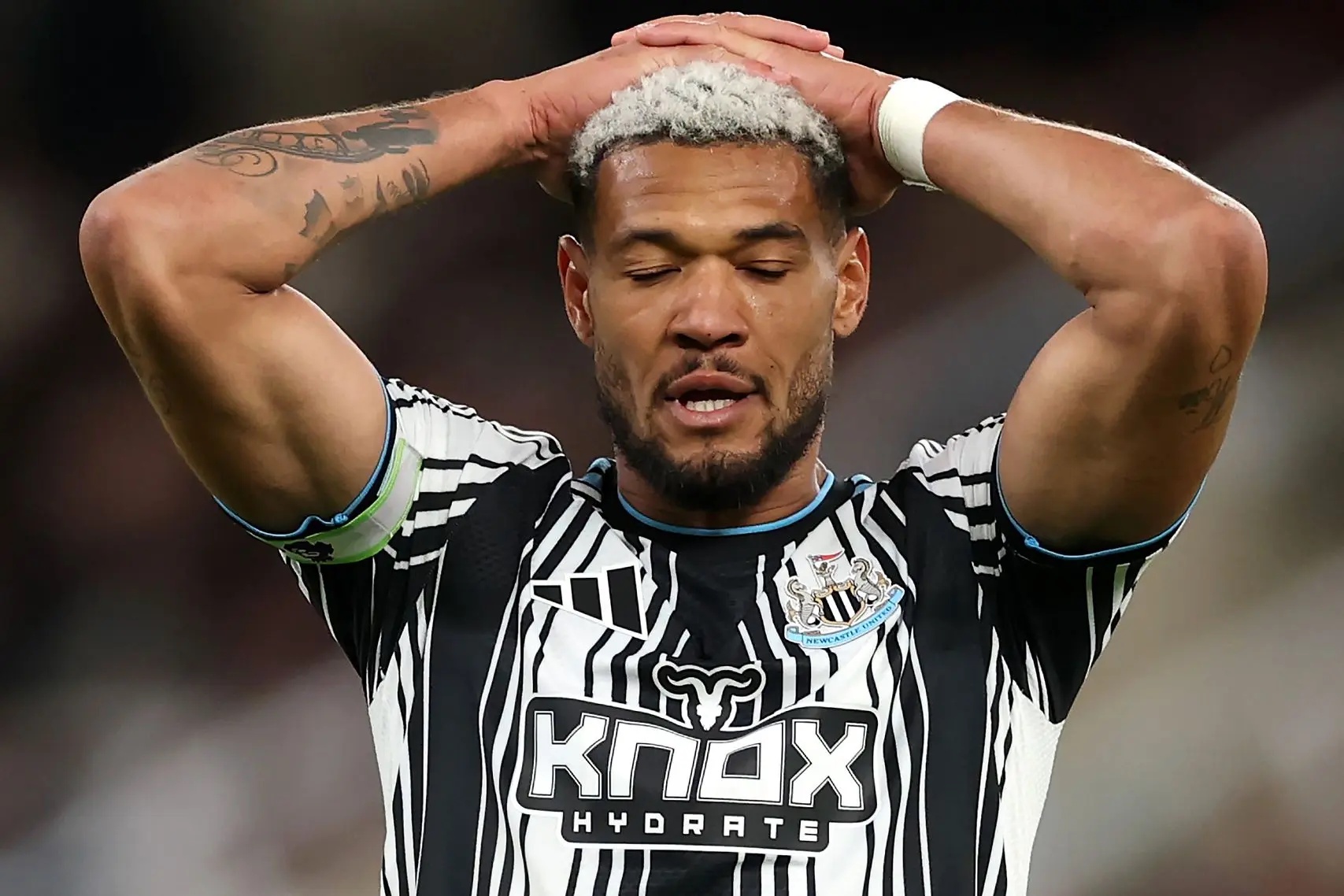 Joelinton looking devastated.
