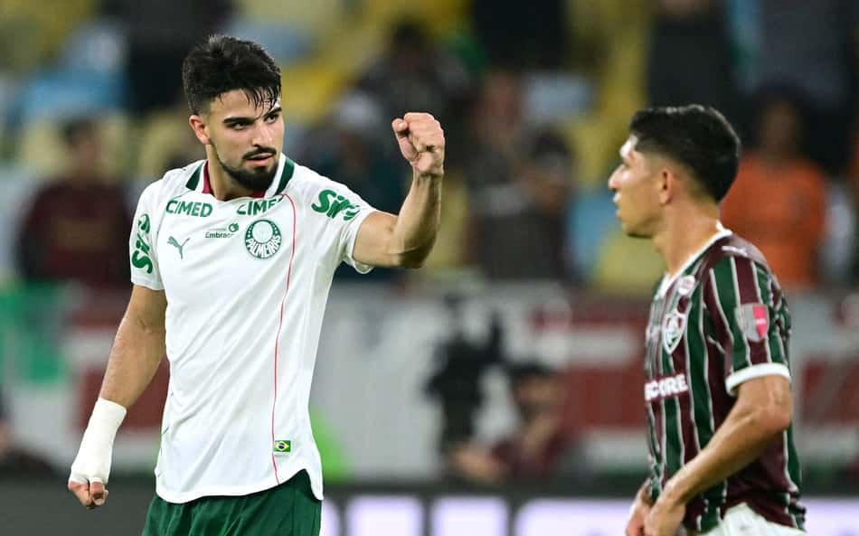 Flaco López celebra gol do Palmeiras contra o Fluminense na semifinal da Libertadores (Foto: Pablo PORCIUNCULA / AFP)