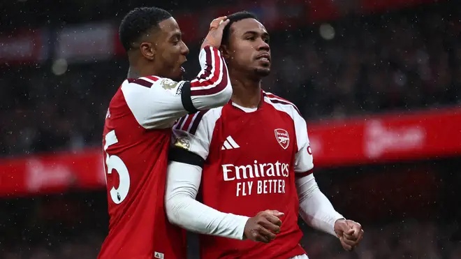 Arsenal's centre back pairing scored in a 2-0 win over Everton.