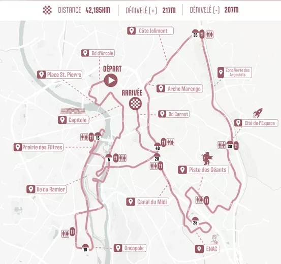 Le parcours du Marathon Toulouse Métropole Run Experience