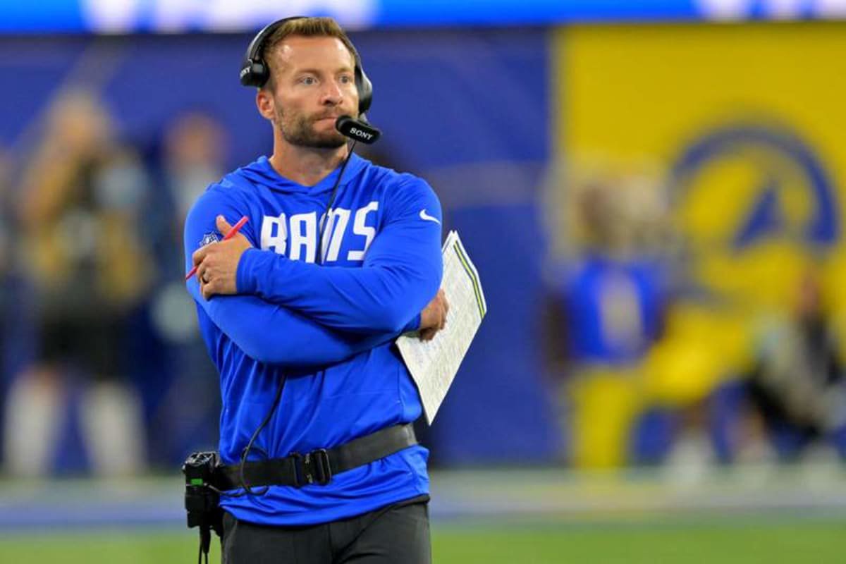 Oct 12, 2026; Inglewood, California, USA; Los Angeles Rams head coach Sean McVay on the sidelines in the fourth quarter against the Buffalo Bills at SoFi Stadium. © Jayne Kamin-Oncea-Imagn Images