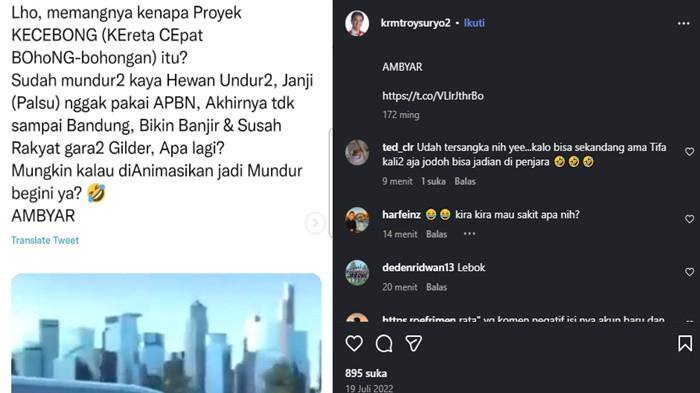 Akun Instagram Roy Suryo dipenuhi komentar dari warganet setelah ditetapkan tersangka